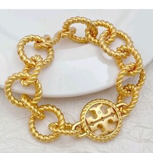 Tory Burch Gold Twisted Chain Bracelet